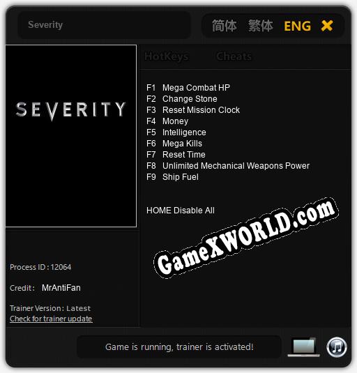 Severity: Трейнер +9 [v1.3]