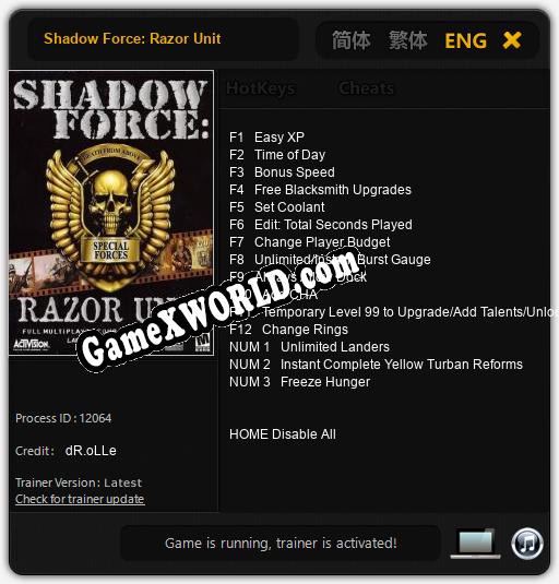 Shadow Force: Razor Unit: ТРЕЙНЕР И ЧИТЫ (V1.0.89)