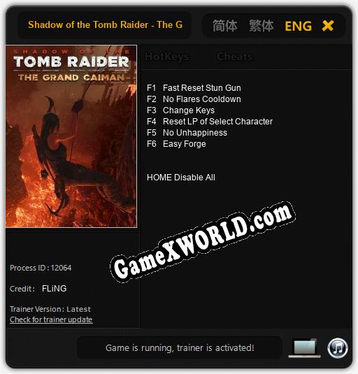 Shadow of the Tomb Raider - The Grand Caiman: Трейнер +6 [v1.9]