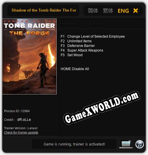 Shadow of the Tomb Raider The Forge: Читы, Трейнер +5 [dR.oLLe]