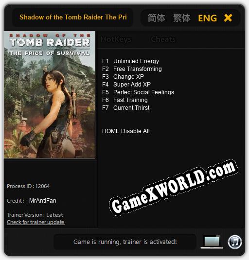 Shadow of the Tomb Raider The Price of Survival: Трейнер +7 [v1.9]