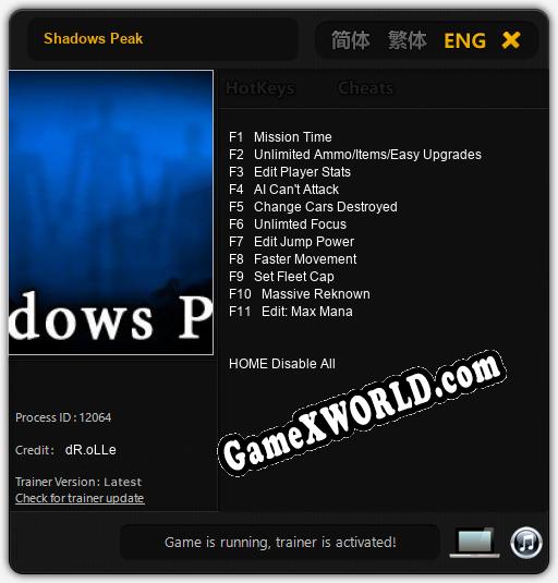 Shadows Peak: Читы, Трейнер +11 [dR.oLLe]