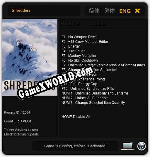 Shredders: ТРЕЙНЕР И ЧИТЫ (V1.0.20)