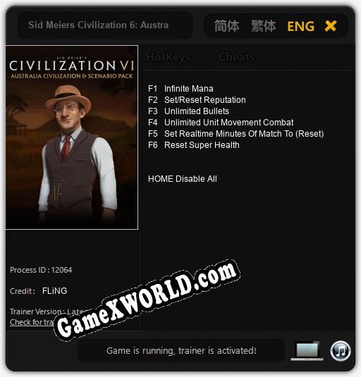Sid Meiers Civilization 6: Australia: Трейнер +6 [v1.9]