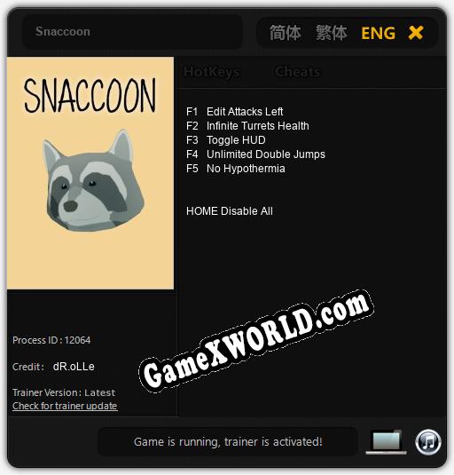 Snaccoon: ТРЕЙНЕР И ЧИТЫ (V1.0.22)