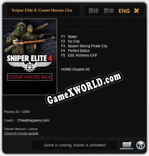 Трейнер для Sniper Elite 4: Covert Heroes Character Pack [v1.0.7]