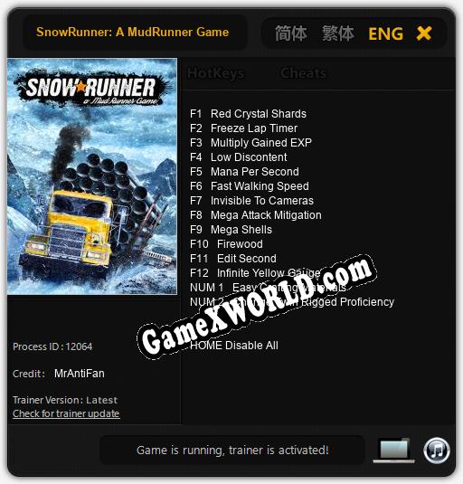 Трейнер для SnowRunner: A MudRunner Game [v1.0.1]