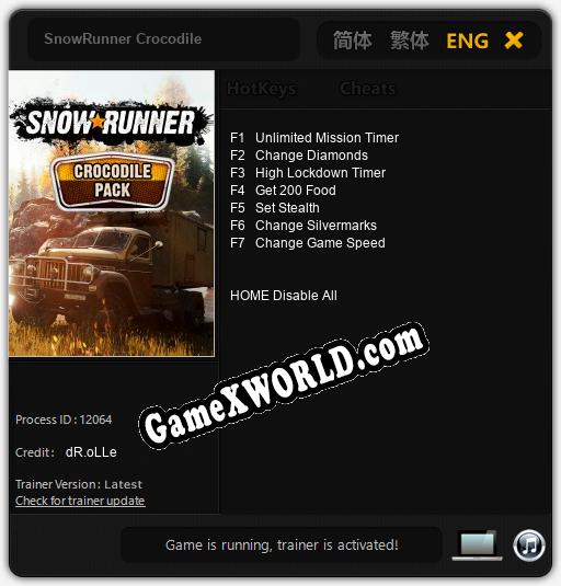 SnowRunner Crocodile: Трейнер +7 [v1.8]