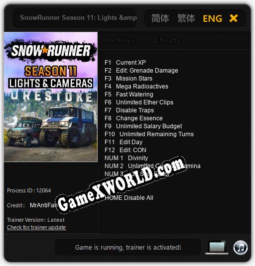 SnowRunner Season 11: Lights & Camera: ТРЕЙНЕР И ЧИТЫ (V1.0.74)