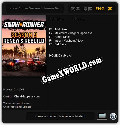 Трейнер для SnowRunner Season 9: Renew & Rebuild [v1.0.2]