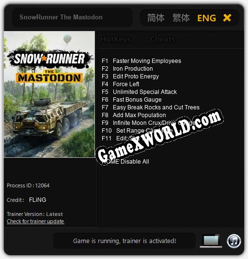 Трейнер для SnowRunner The Mastodon [v1.0.9]