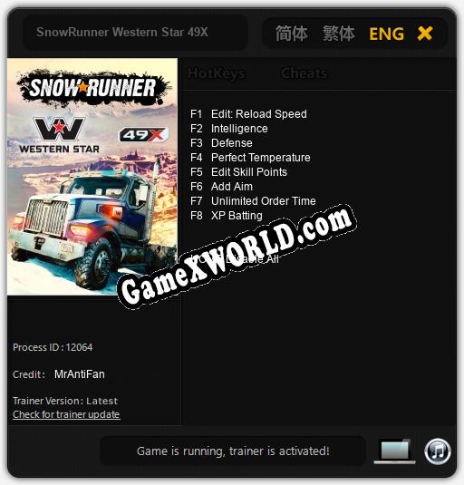 Трейнер для SnowRunner Western Star 49X [v1.0.4]