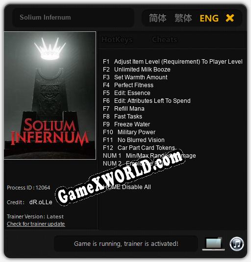 Solium Infernum: ТРЕЙНЕР И ЧИТЫ (V1.0.53)