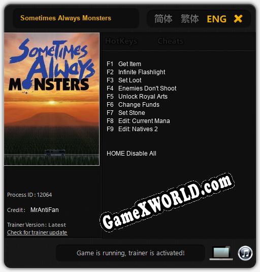 Sometimes Always Monsters: Трейнер +9 [v1.9]