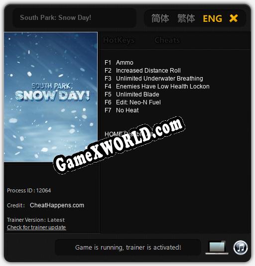 Трейнер для South Park: Snow Day! [v1.0.3]