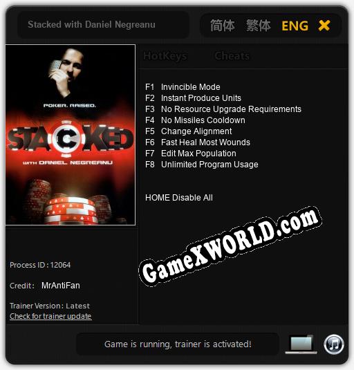 Stacked with Daniel Negreanu: Трейнер +8 [v1.8]