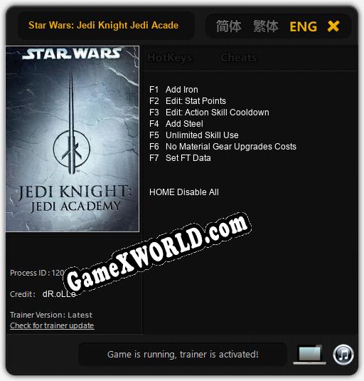 Трейнер для Star Wars: Jedi Knight Jedi Academy [v1.0.2]