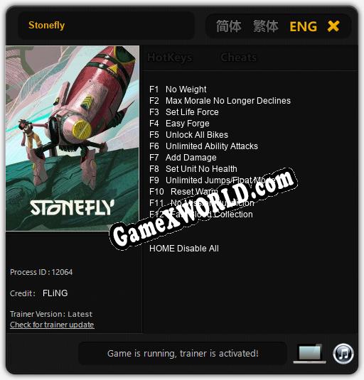 Stonefly: Трейнер +12 [v1.9]