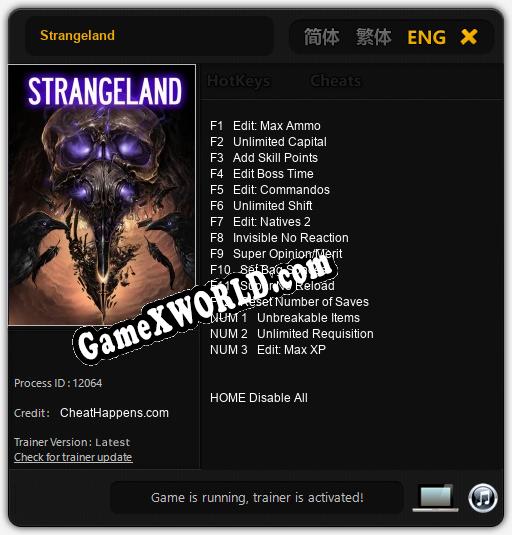 Трейнер для Strangeland [v1.0.7]