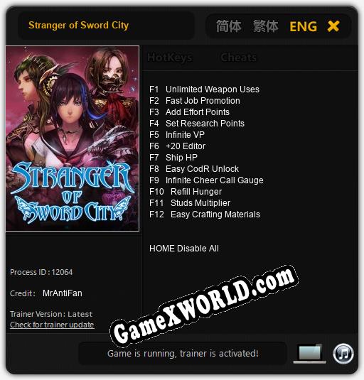 Трейнер для Stranger of Sword City [v1.0.6]
