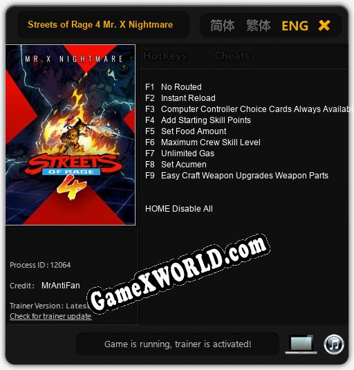 Streets of Rage 4 Mr. X Nightmare: ТРЕЙНЕР И ЧИТЫ (V1.0.84)