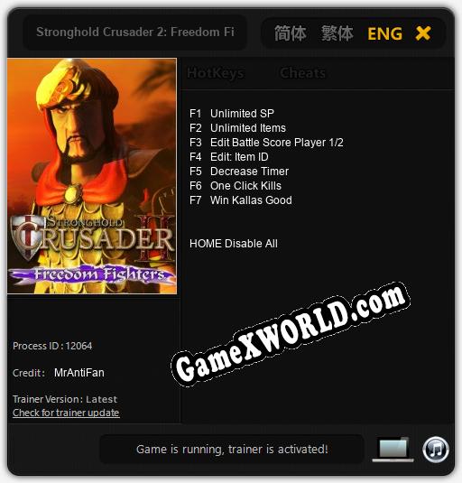 Stronghold Crusader 2: Freedom Fighters: Читы, Трейнер +7 [MrAntiFan]