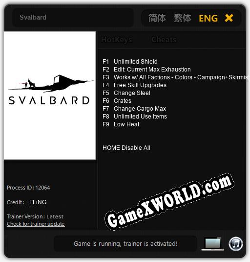 Трейнер для Svalbard [v1.0.1]