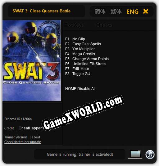 SWAT 3: Close Quarters Battle: Читы, Трейнер +8 [CheatHappens.com]