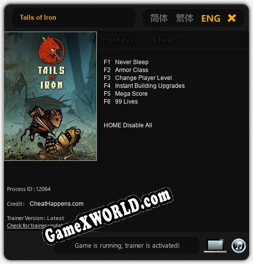 Трейнер для Tails of Iron [v1.0.3]