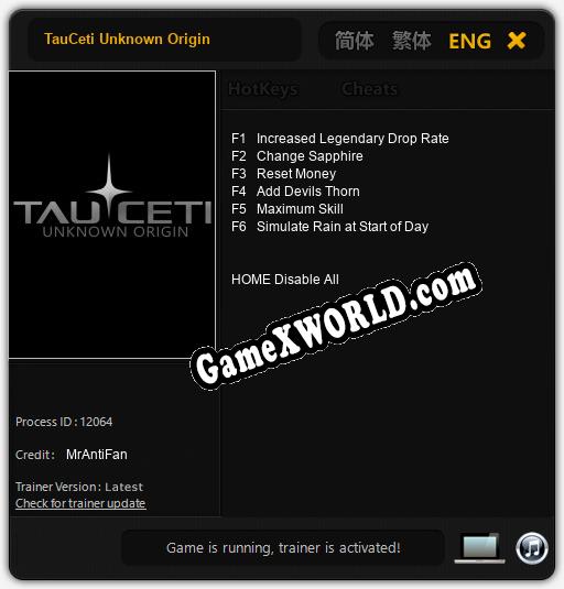 TauCeti Unknown Origin: Трейнер +6 [v1.8]