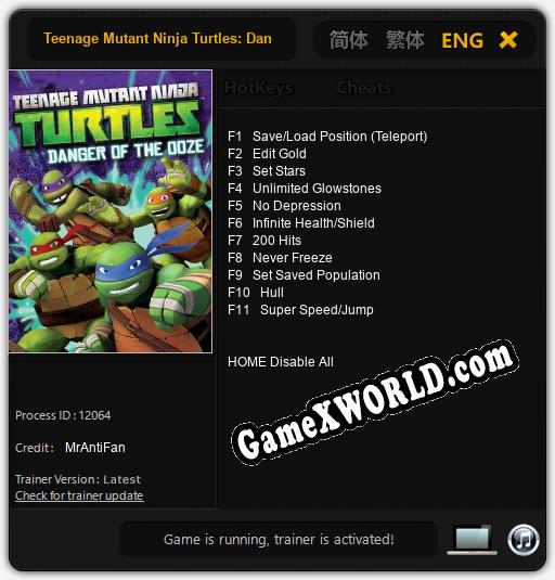 Трейнер для Teenage Mutant Ninja Turtles: Danger of the Ooze [v1.0.1]