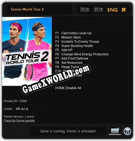 Tennis World Tour 2: Трейнер +11 [v1.4]