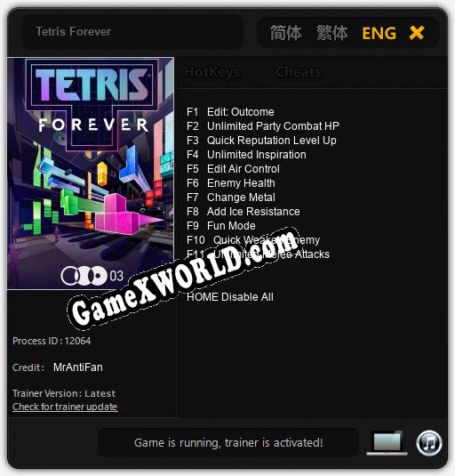 Tetris Forever: Трейнер +11 [v1.6]