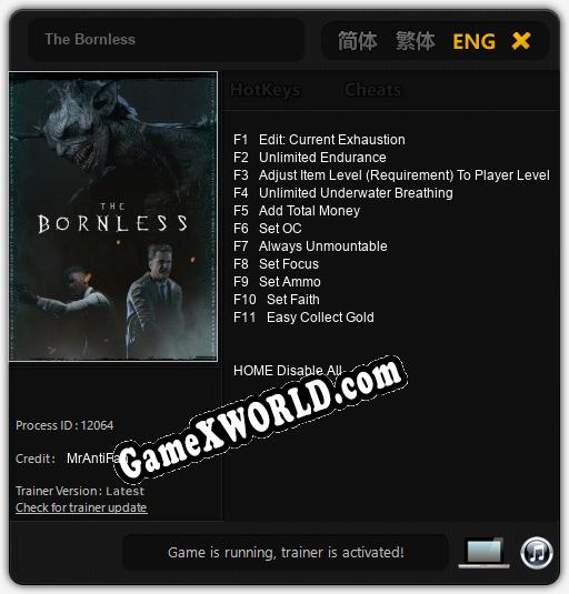 Трейнер для The Bornless [v1.0.1]