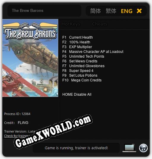 Трейнер для The Brew Barons [v1.0.9]