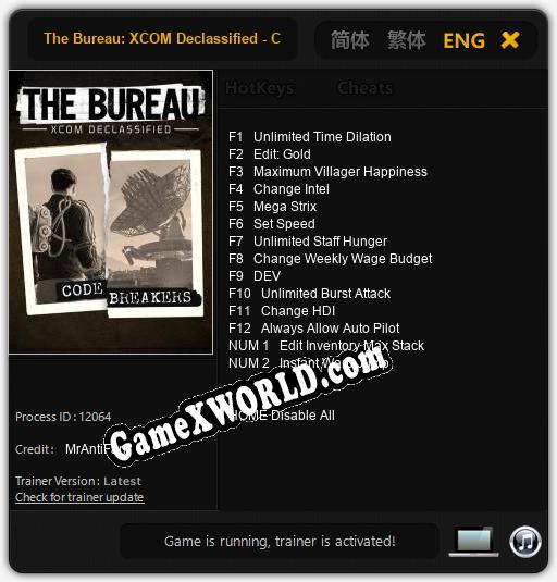 The Bureau: XCOM Declassified - Code Breakers: Трейнер +14 [v1.4]