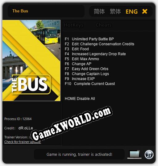 Трейнер для The Bus [v1.0.4]