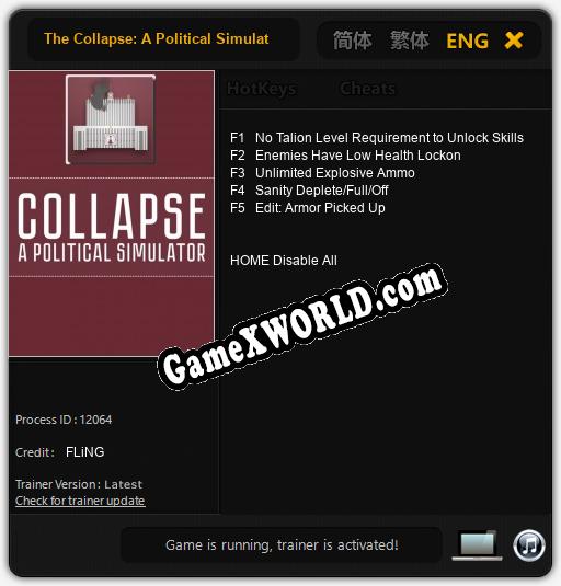 The Collapse: A Political Simulator: Читы, Трейнер +5 [FLiNG]