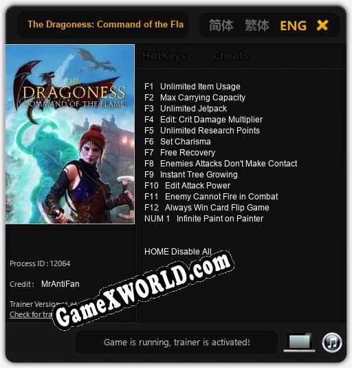 The Dragoness: Command of the Flame: ТРЕЙНЕР И ЧИТЫ (V1.0.8)