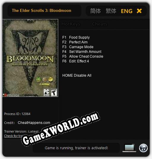 The Elder Scrolls 3: Bloodmoon: Читы, Трейнер +6 [CheatHappens.com]