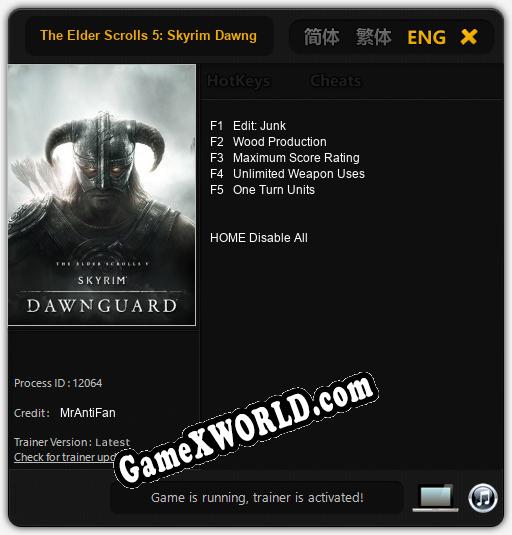 The Elder Scrolls 5: Skyrim Dawnguard: Читы, Трейнер +5 [MrAntiFan]