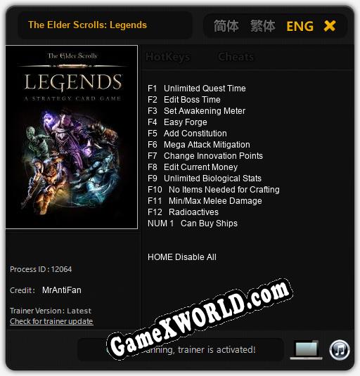 The Elder Scrolls: Legends: Трейнер +13 [v1.1]