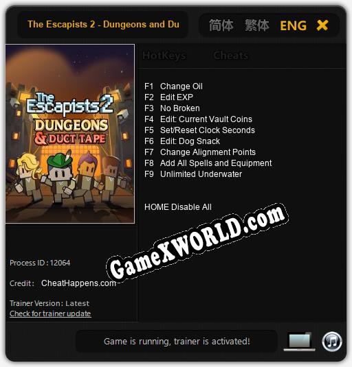 The Escapists 2 - Dungeons and Duct Tape: Трейнер +9 [v1.8]