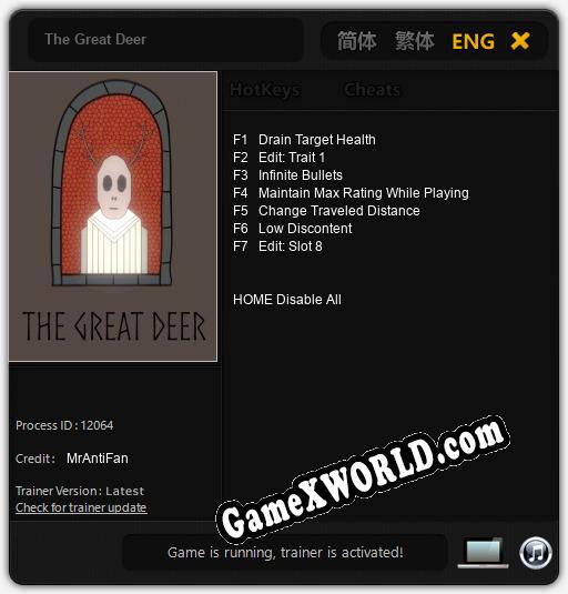 The Great Deer: Трейнер +7 [v1.6]