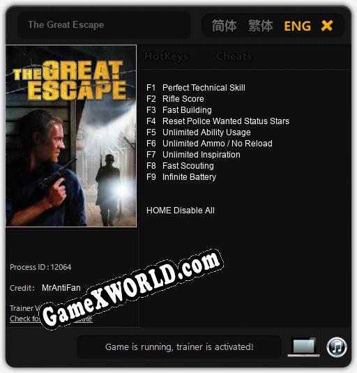 The Great Escape: Трейнер +9 [v1.6]