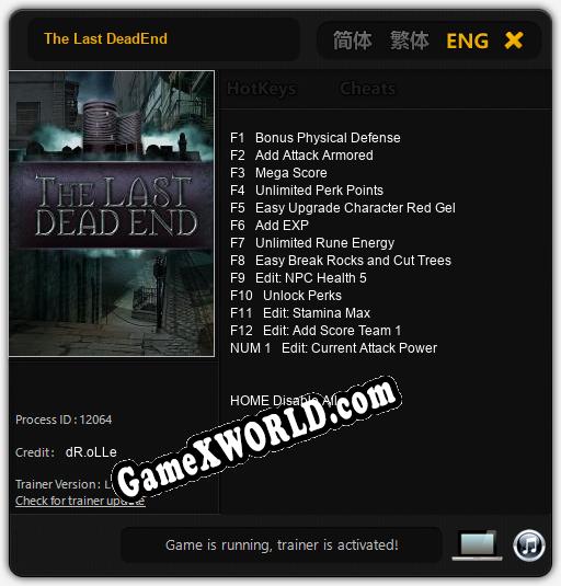 The Last DeadEnd: Трейнер +13 [v1.5]