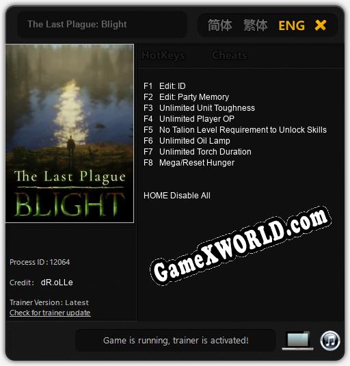 Трейнер для The Last Plague: Blight [v1.0.2]