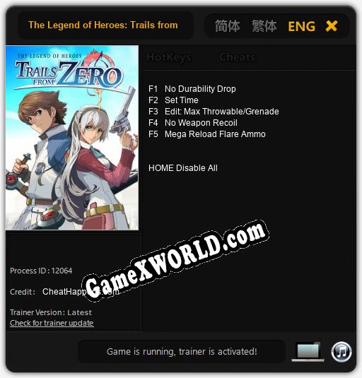 Трейнер для The Legend of Heroes: Trails from Zero [v1.0.9]