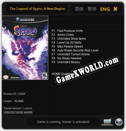 The Legend of Spyro: A New Beginning: ТРЕЙНЕР И ЧИТЫ (V1.0.94)
