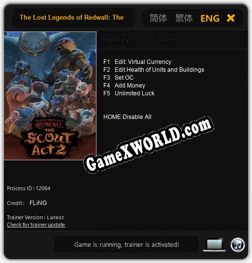 The Lost Legends of Redwall: The Scout Act 2: ТРЕЙНЕР И ЧИТЫ (V1.0.22)